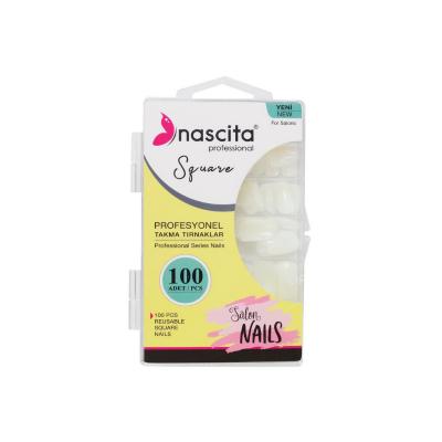 Nascita Square Artificial Nails - 100 Pieces, Reusable Nail Tips for DIY Nail Care by Beauty Care Bag