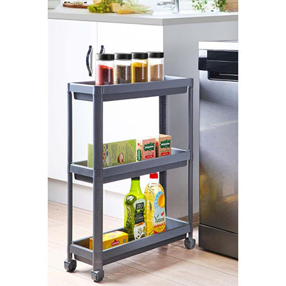 Decobella Narrow Storage Rack 3-Tier Wheeled Bathroom Kitchen Organizer by Beauty Care Bag