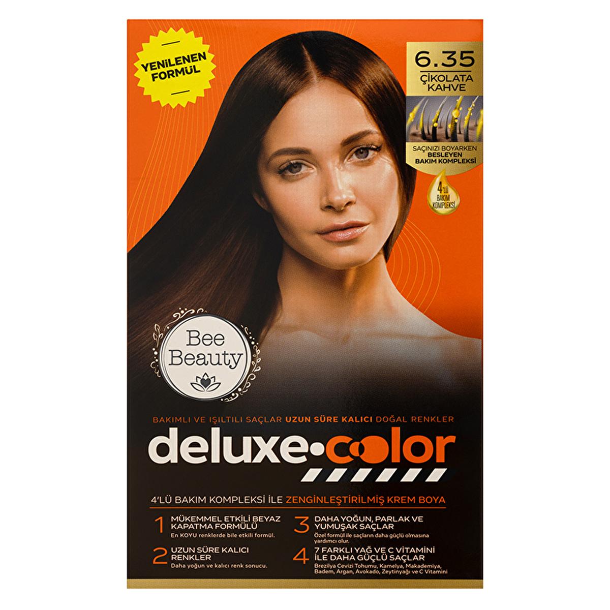 Bee Beauty Chocolate Brown Hair Dye Kit: Deluxe Permanent Hair Color with Argan, Collagen, & Oils for Grey Coverage - Salon Quality at Home by Beauty Care Bag