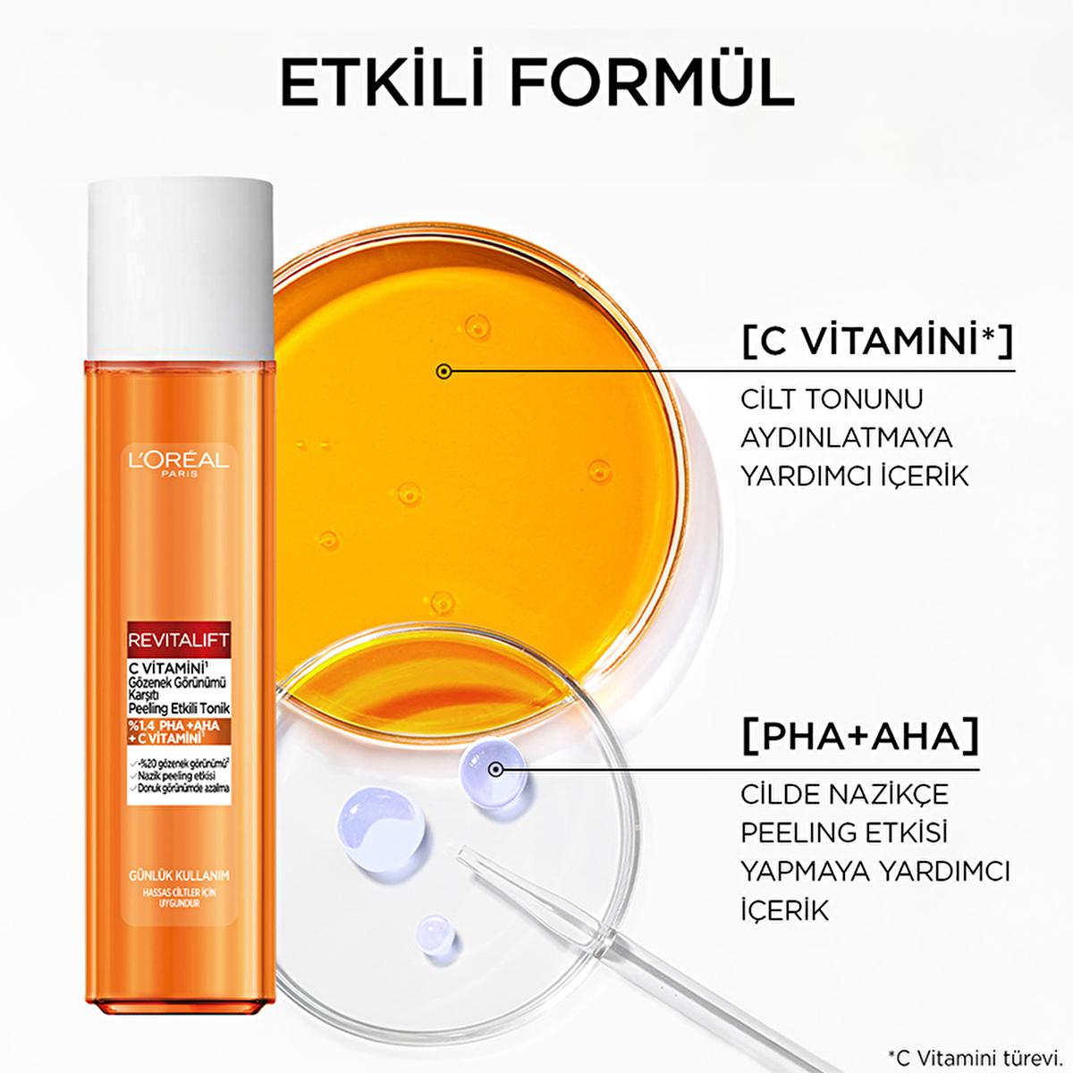 L'Oreal Paris Revitalift Vitamin C Toner: Exfoliating PHA AHA, Brightens Dull Skin & Minimizes Pores - Gentle & Effective by Beauty Care Bag