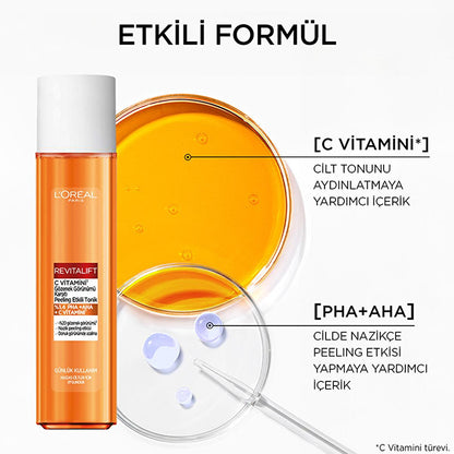 L'Oreal Paris Revitalift Vitamin C Toner: Exfoliating PHA AHA, Brightens Dull Skin & Minimizes Pores - Gentle & Effective by Beauty Care Bag