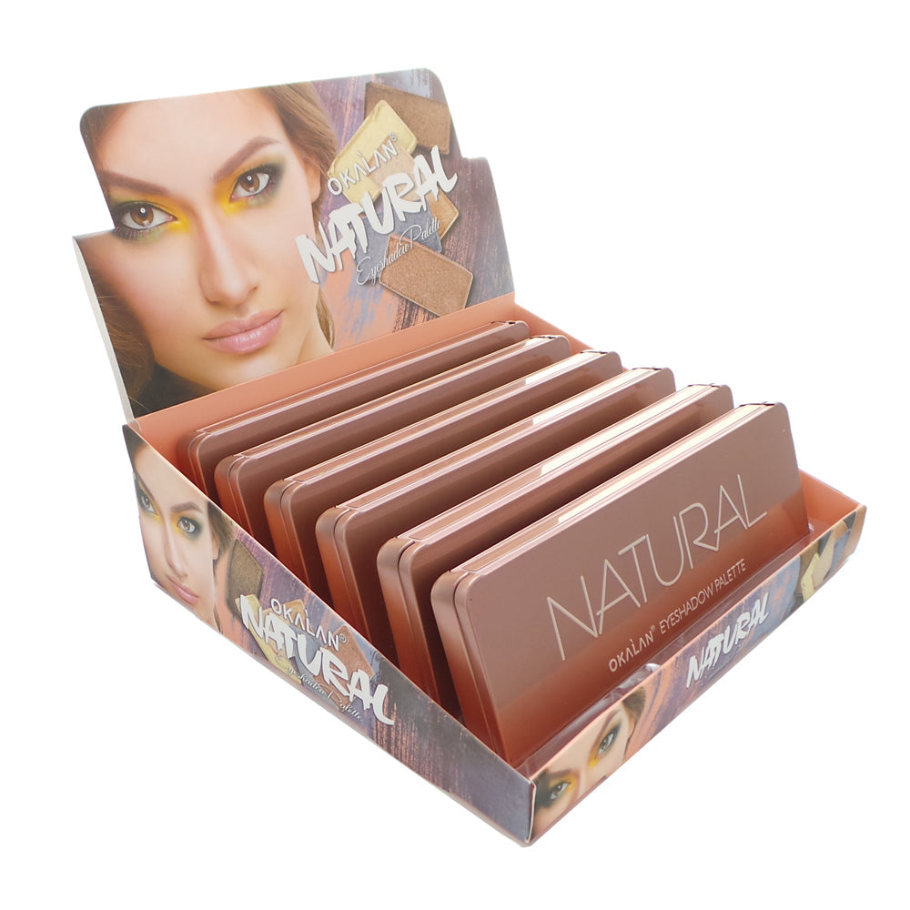OKALAN 16 Shade Natural Eyeshadow Palette B Display Set, 6 Pieces by Avera Group