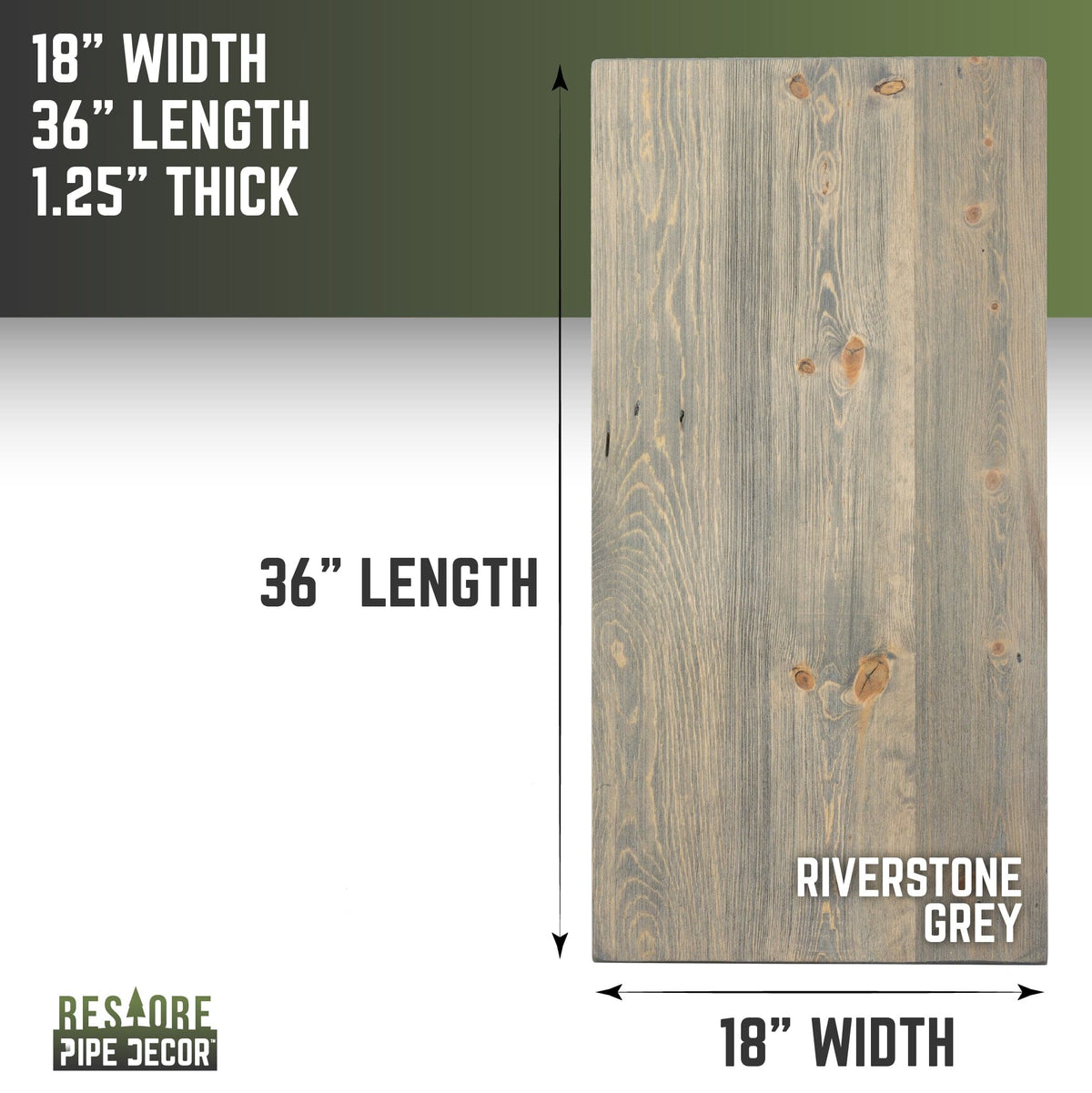 RESTORE Riverstone Grey Solid Wood Coffee Tabletop by PIPE DECOR
