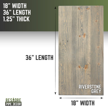 RESTORE Riverstone Grey Solid Wood Coffee Tabletop by PIPE DECOR