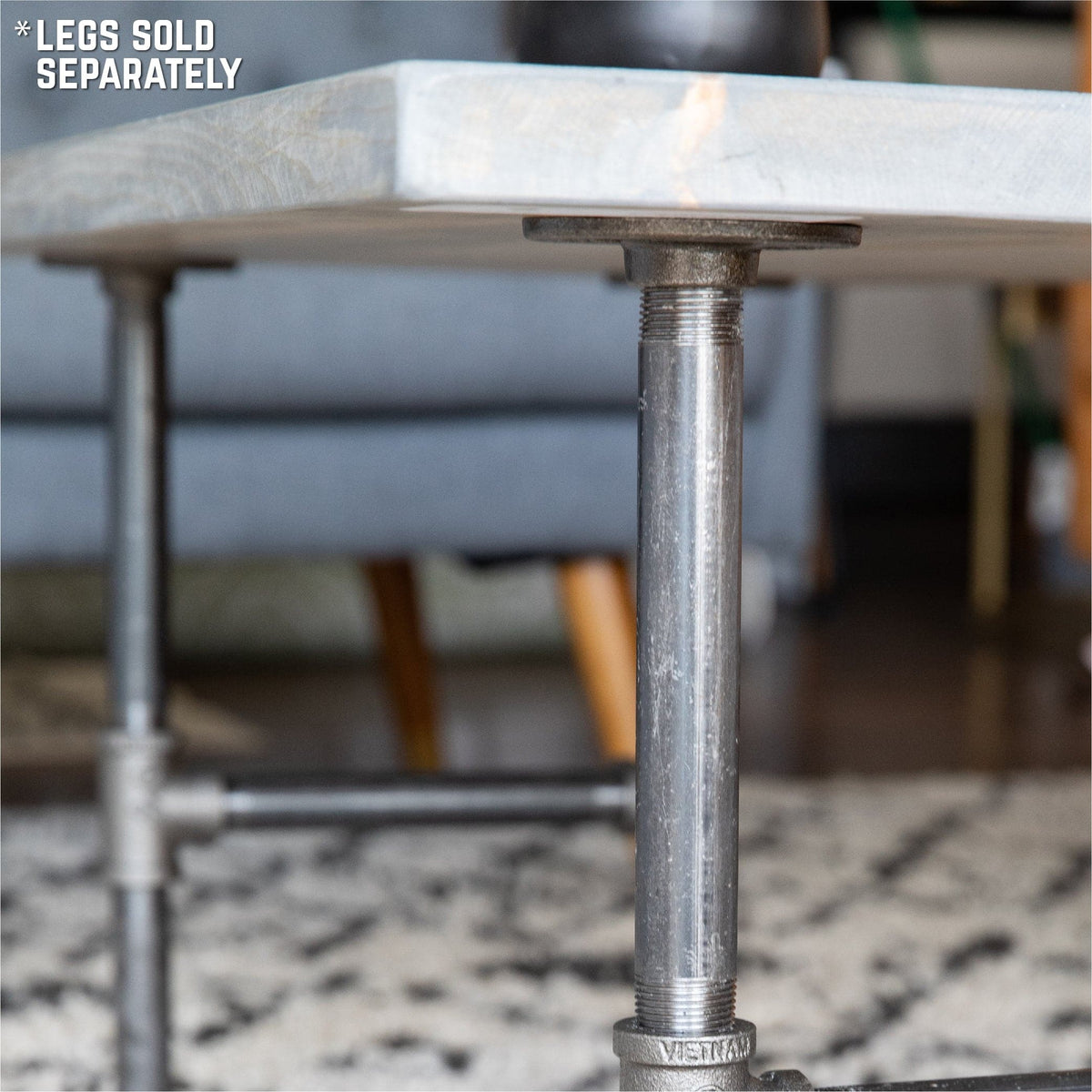 RESTORE Riverstone Grey Solid Wood Coffee Tabletop by PIPE DECOR