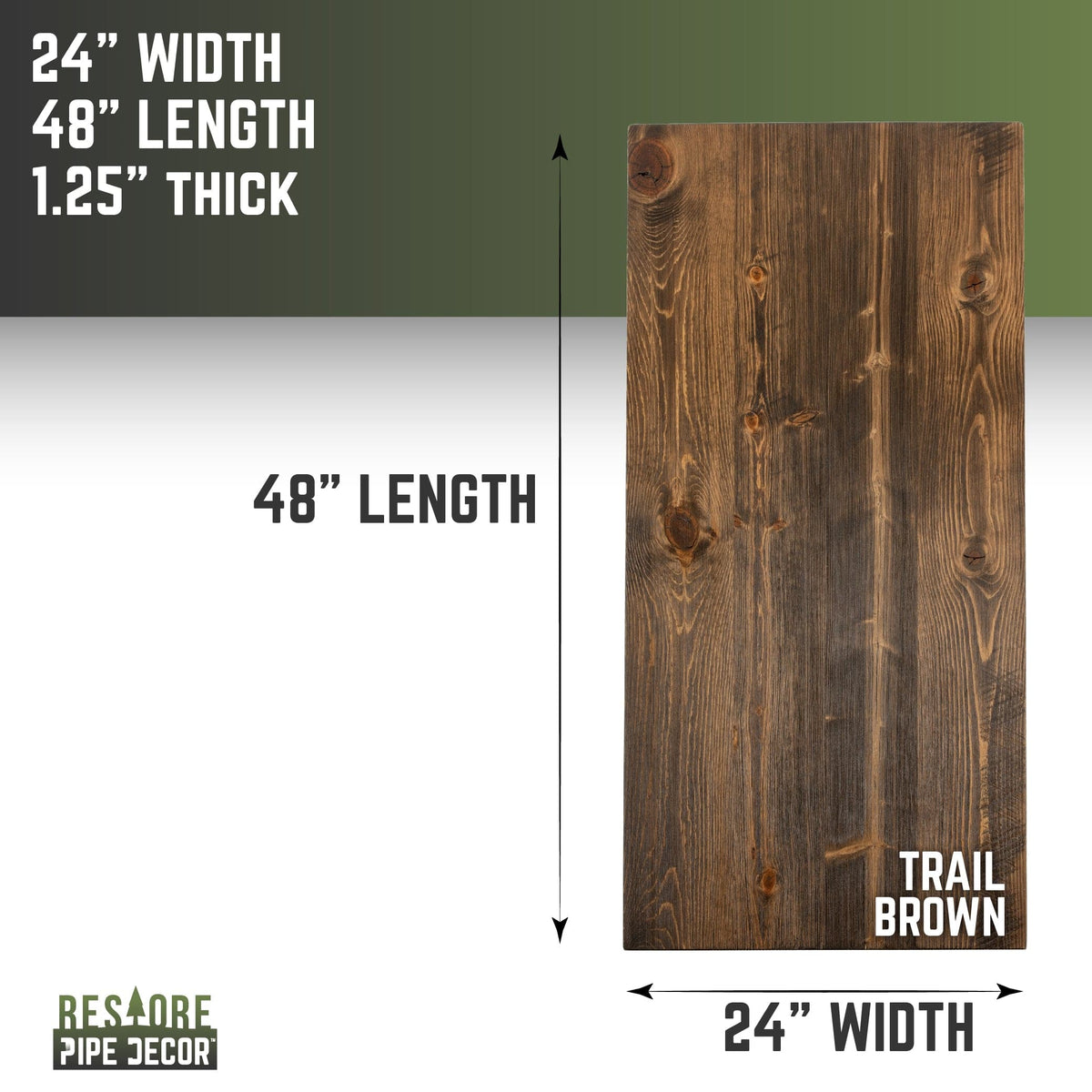 RESTORE Trail Brown Solid Wood Desk Tabletop by PIPE DECOR