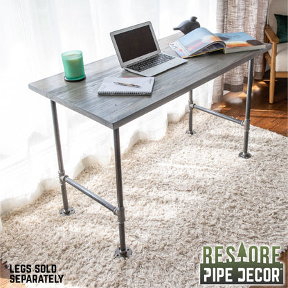 RESTORE Riverstone Grey Solid Wood Desk Tabletop by PIPE DECOR