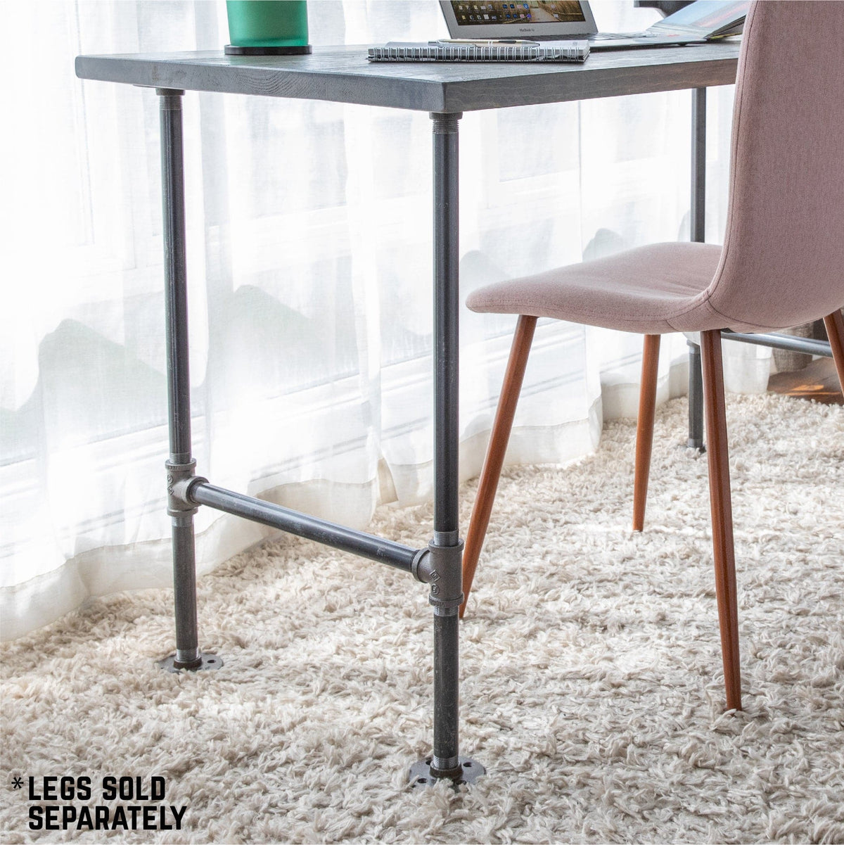RESTORE Riverstone Grey Solid Wood Desk Tabletop by PIPE DECOR