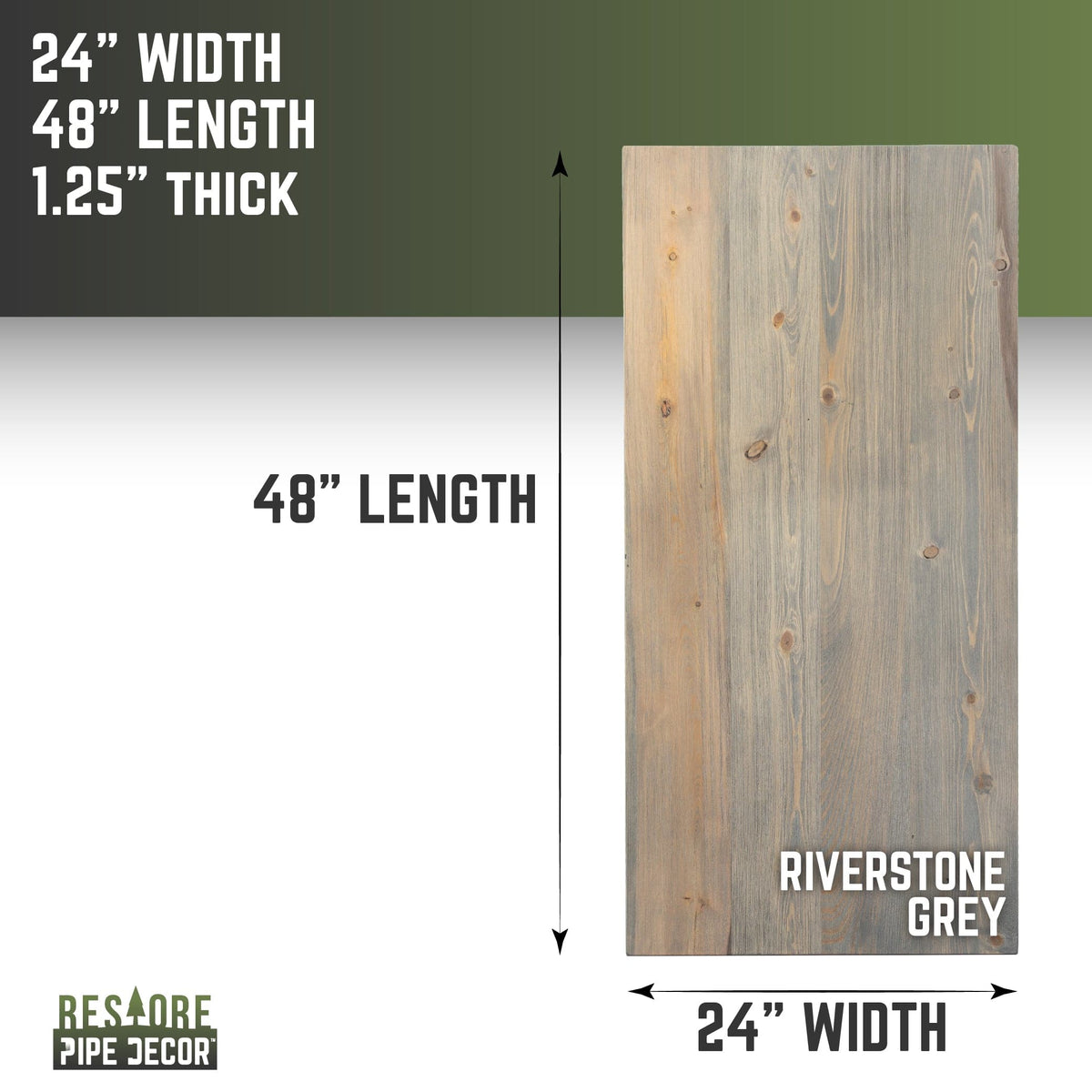 RESTORE Riverstone Grey Solid Wood Desk Tabletop by PIPE DECOR