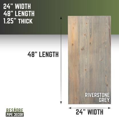 RESTORE Riverstone Grey Solid Wood Desk Tabletop by PIPE DECOR