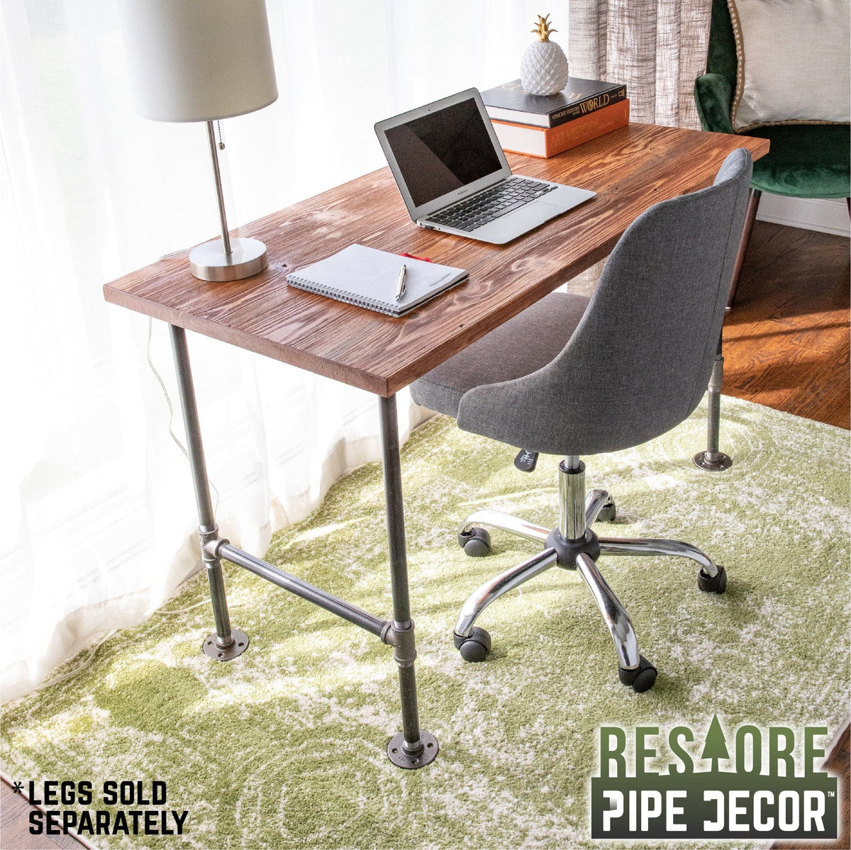 RESTORE Sunset Cedar Solid Wood Desk Tabletop by PIPE DECOR