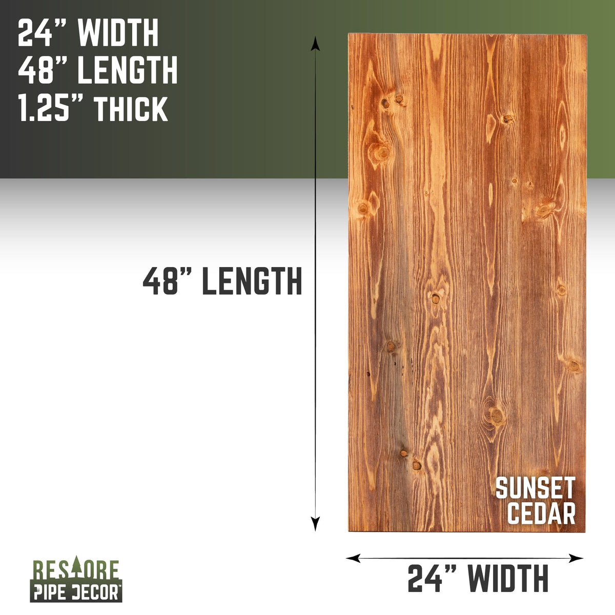 RESTORE Sunset Cedar Solid Wood Desk Tabletop by PIPE DECOR