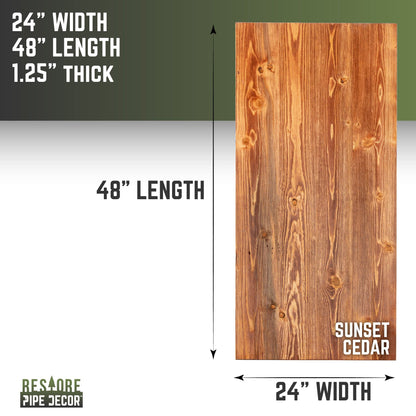 RESTORE Sunset Cedar Solid Wood Desk Tabletop by PIPE DECOR