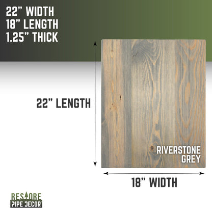 RESTORE Riverstone Grey Solid Wood End Tabletop by PIPE DECOR
