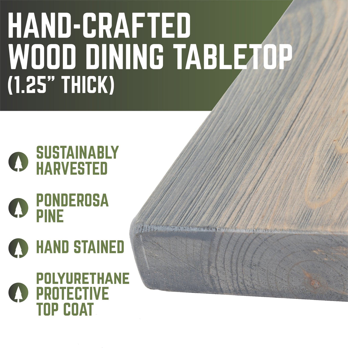 RESTORE Riverstone Grey Solid Wood Dining Tabletop by PIPE DECOR