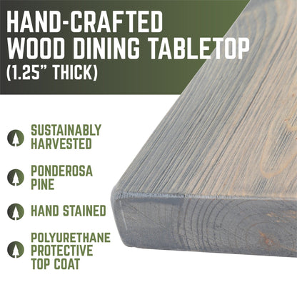 RESTORE Riverstone Grey Solid Wood Dining Tabletop by PIPE DECOR