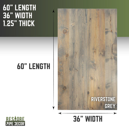 RESTORE Riverstone Grey Solid Wood Dining Tabletop by PIPE DECOR