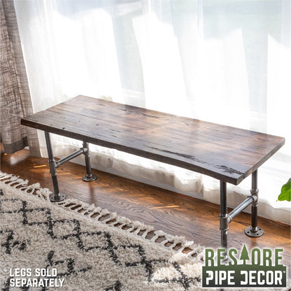 RESTORE Boulder Black Solid Live Edge Wood Console Tabletop by PIPE DECOR