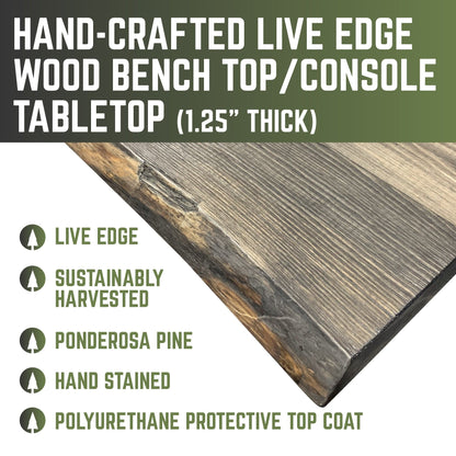 RESTORE Boulder Black Solid Live Edge Wood Console Tabletop by PIPE DECOR