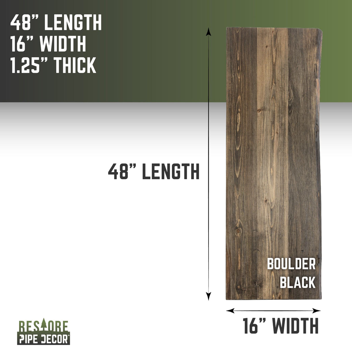RESTORE Boulder Black Solid Live Edge Wood Console Tabletop by PIPE DECOR