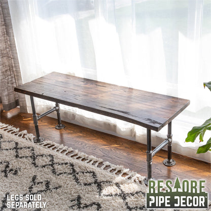 RESTORE Trail Brown Solid Live Edge Wood Console Tabletop by PIPE DECOR