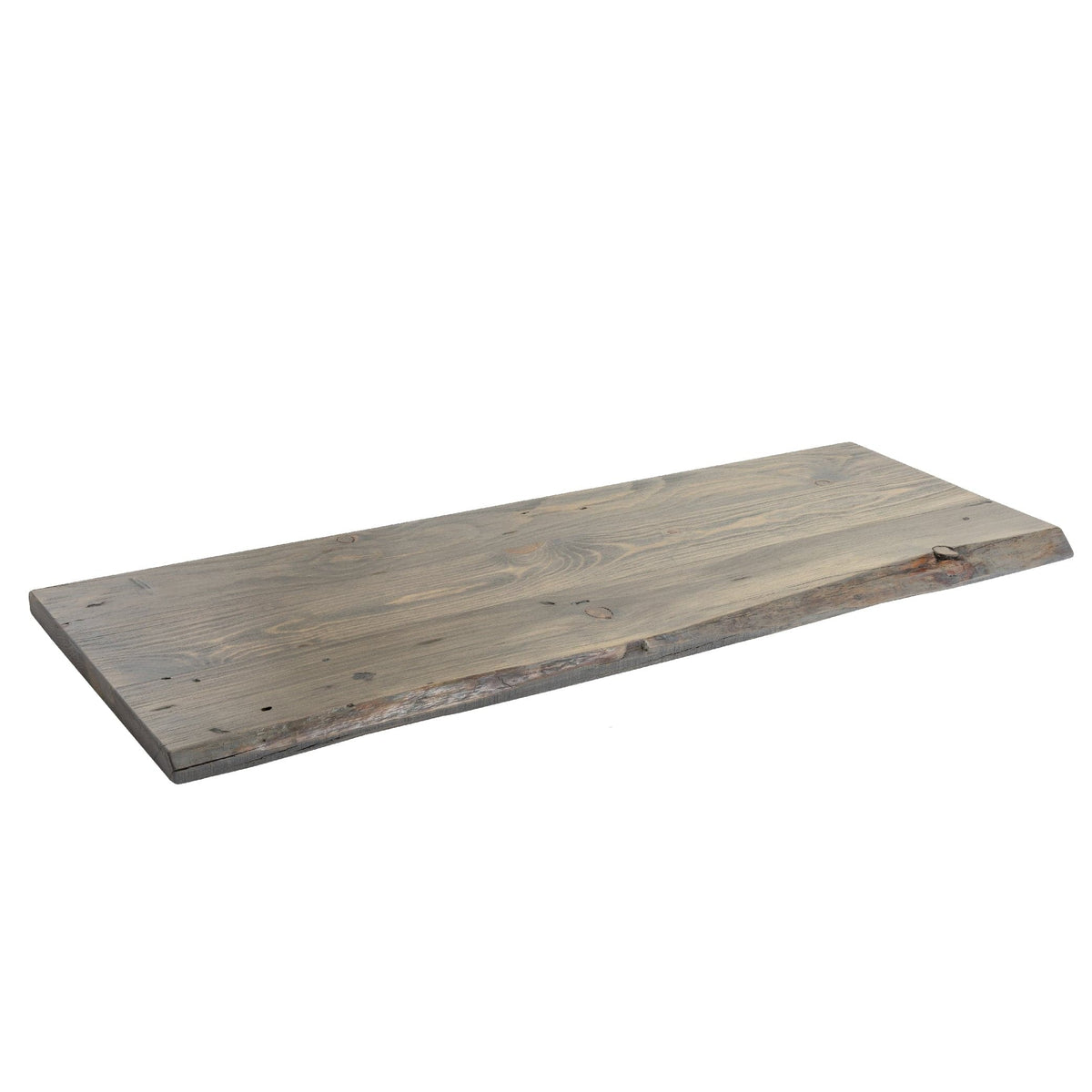 RESTORE Riverstone Grey Solid Live Edge Wood Console Tabletop by PIPE DECOR