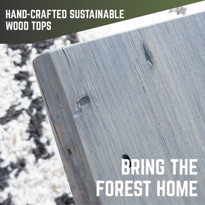 RESTORE Riverstone Grey Solid Live Edge Wood Console Tabletop by PIPE DECOR