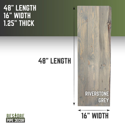 RESTORE Riverstone Grey Solid Live Edge Wood Console Tabletop by PIPE DECOR