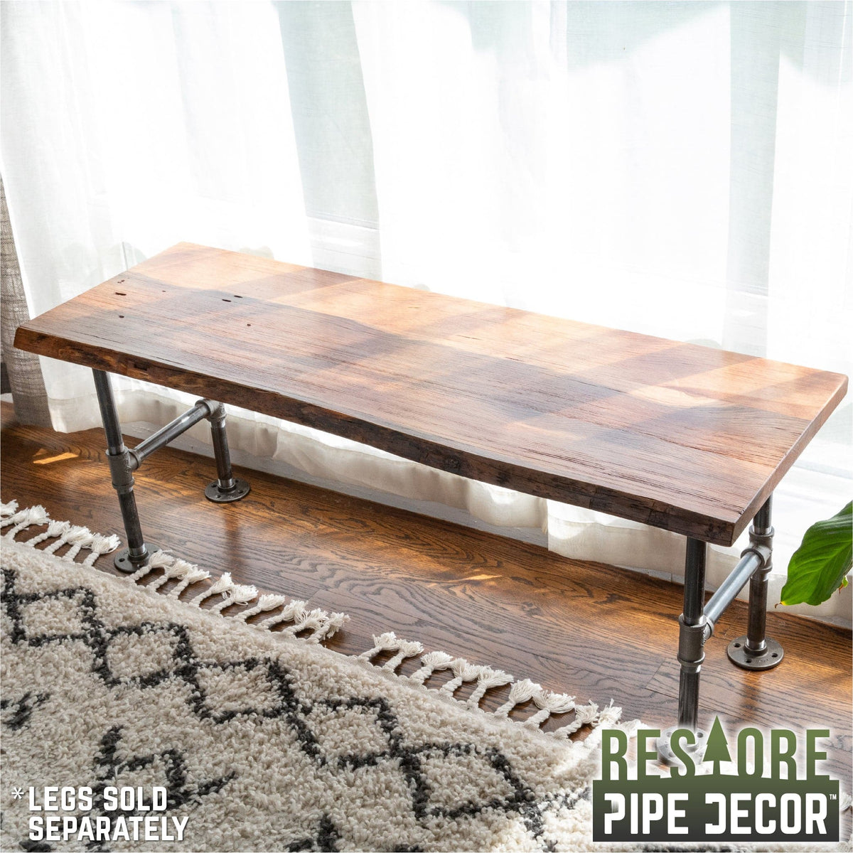 RESTORE Sunset Cedar Solid Live Edge Wood Console Tabletop by PIPE DECOR
