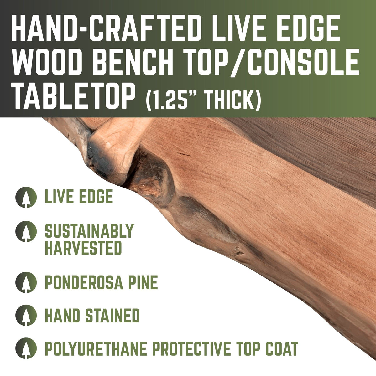 RESTORE Sunset Cedar Solid Live Edge Wood Console Tabletop by PIPE DECOR