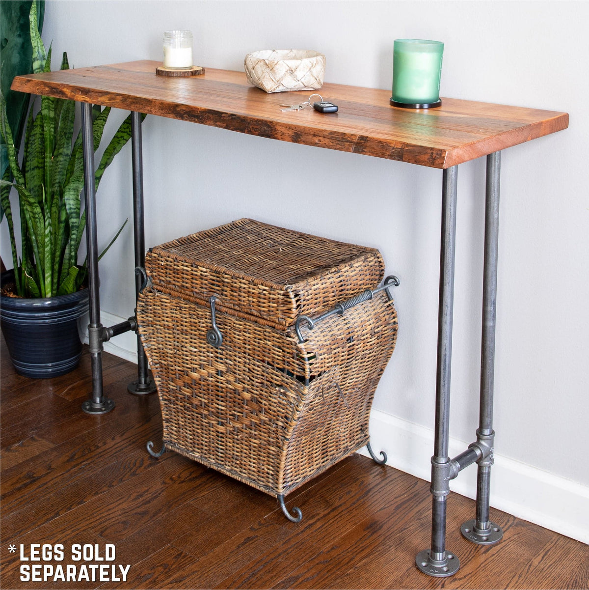 RESTORE Sunset Cedar Solid Live Edge Wood Console Tabletop by PIPE DECOR