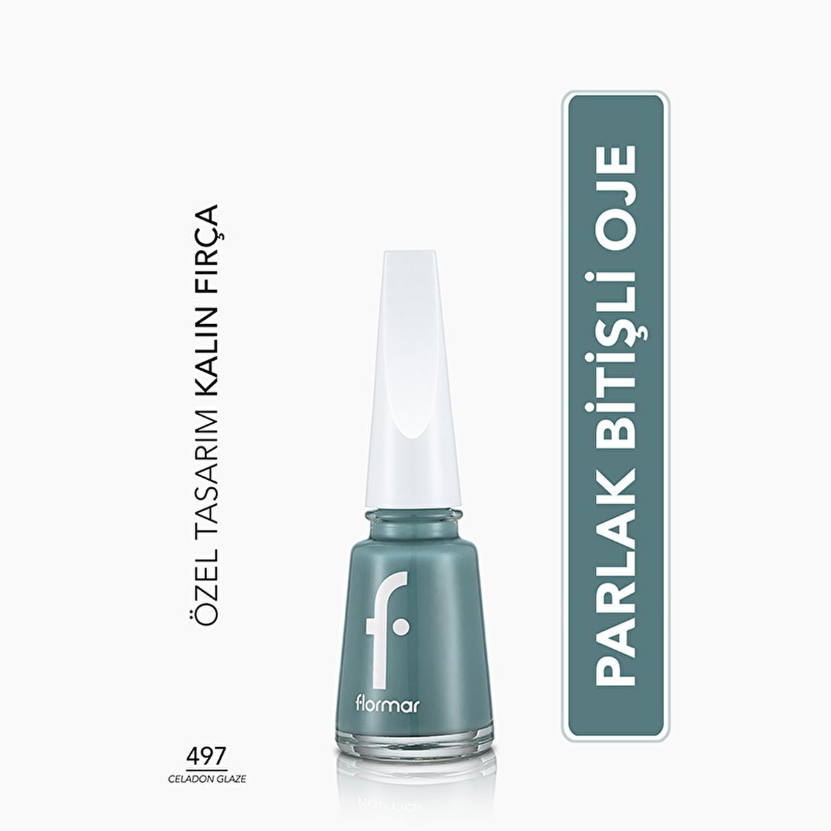 Flormar high pigment nail enamel in shade 497 Celadon Glaze