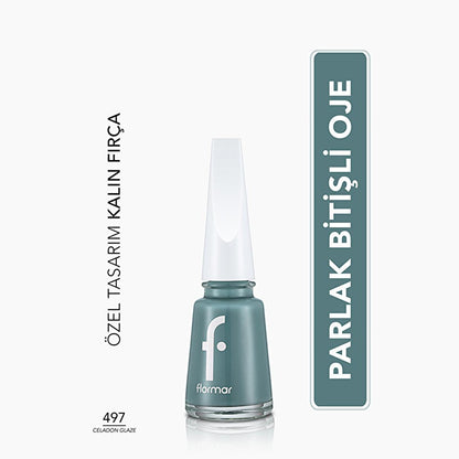 Flormar high pigment nail enamel in shade 497 Celadon Glaze