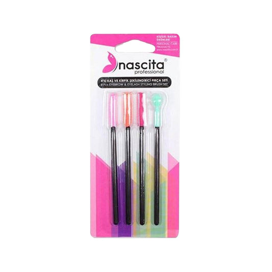 Nascita Eyebrow and Eyelash Brush Set - 4 Piece High-Quality Beauty Tools for Precise Grooming by Beauty Care Bag