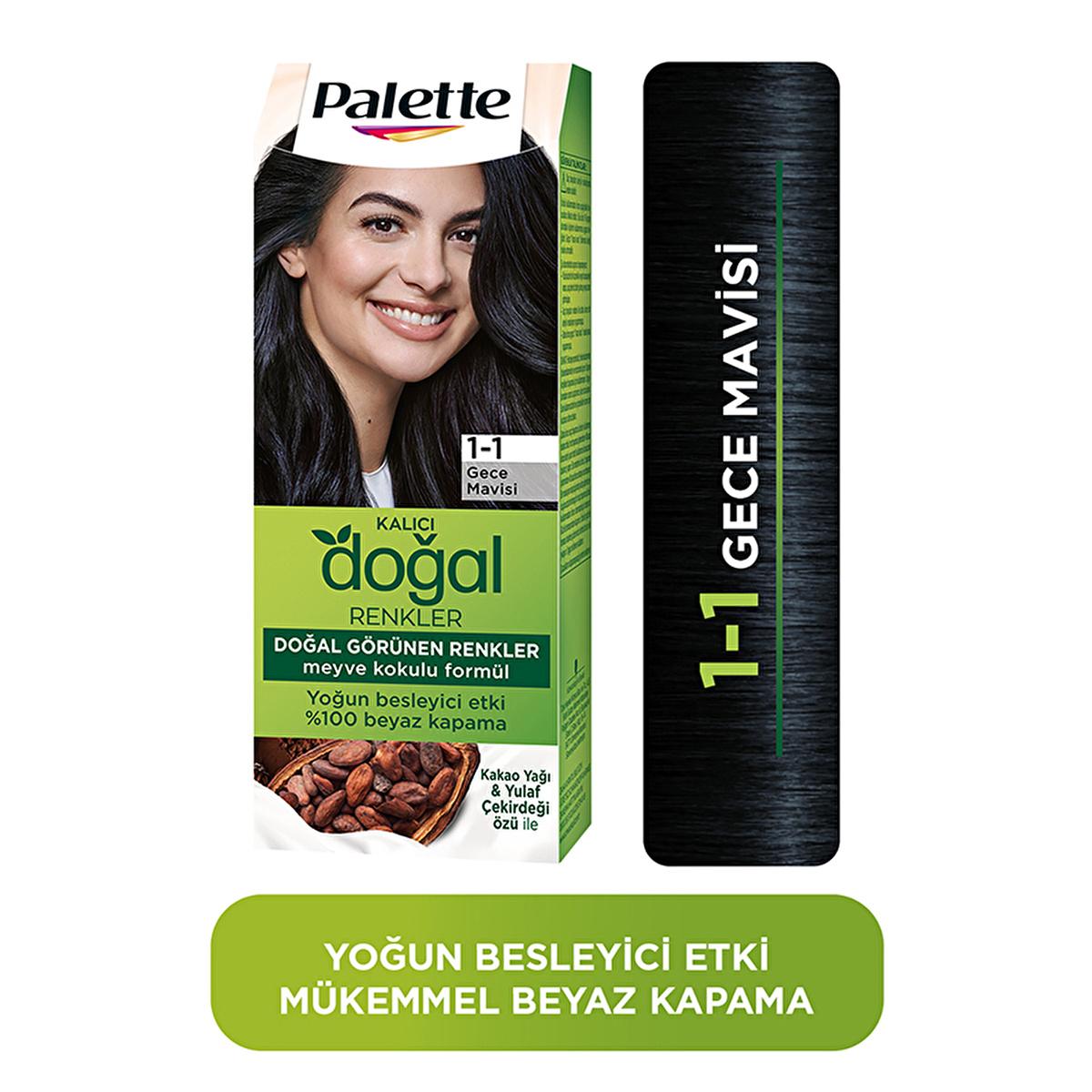 Palette Natural Hair Dye - Gece Mavisi (Night Blue) Permanent Hair Color with Natural Ingredients by Beauty Care Bag