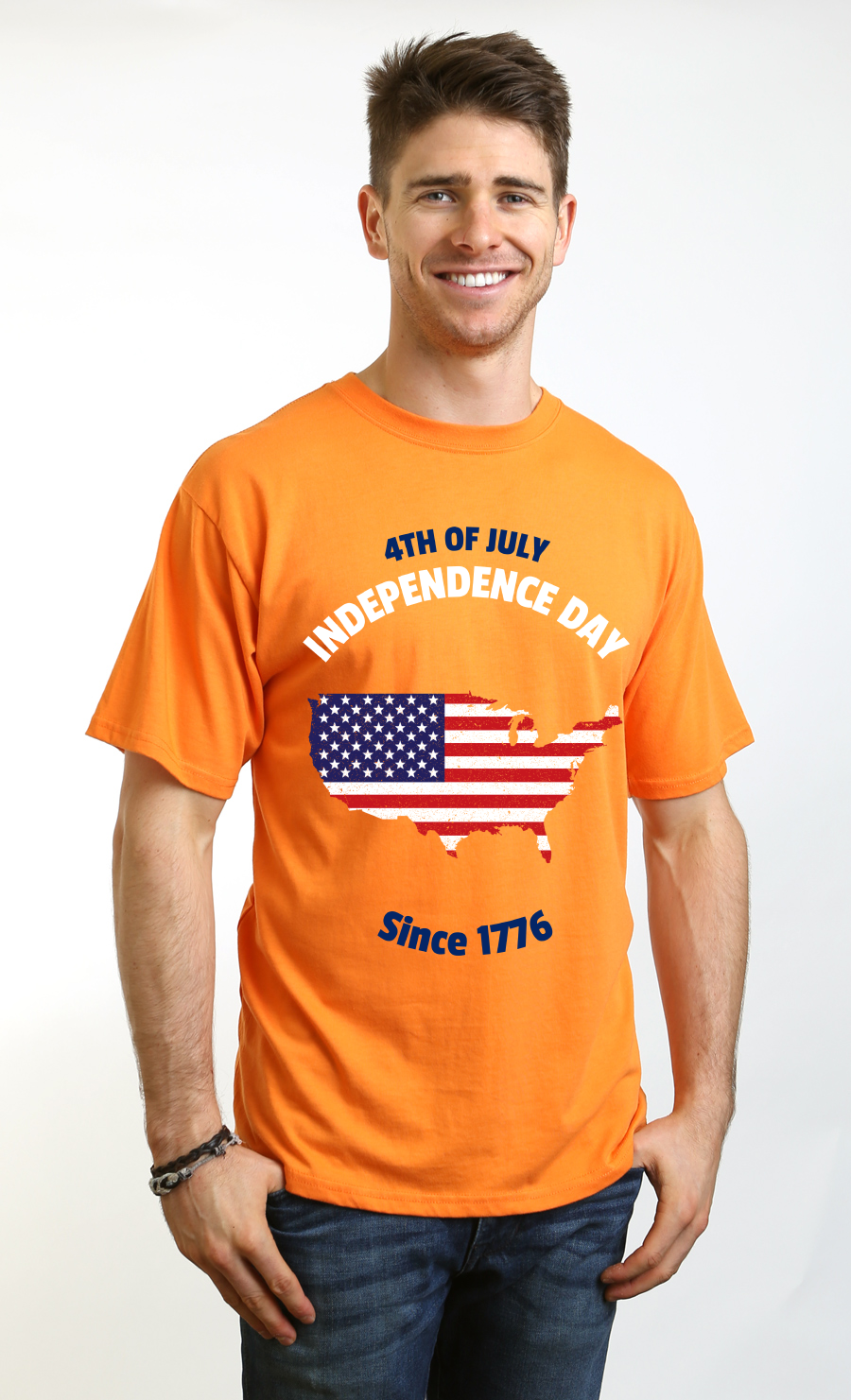 Spun Bamboo men's 4th of July bamboo graphic T-shirt in orange
