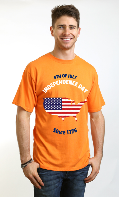 Spun Bamboo men's 4th of July bamboo graphic T-shirt in orange
