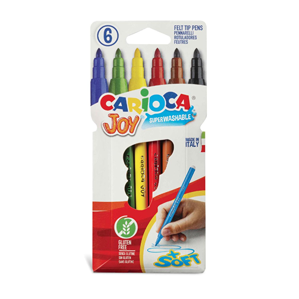 Carioca Joy Washable Markers - 6 Pack, Super Washable Ink, Fine 2.6mm Tip - Kids Art Supplies by Beauty Care Bag