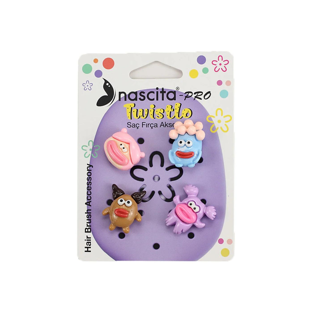 Nascita Twistlo Lilac Hair Brush and Accessory Set 4-Piece by Beauty Care Bag
