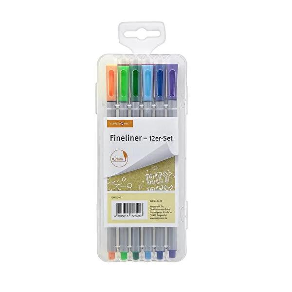 Schreibwelt Colored Pens 0.7mm - 12-Pack: Vibrant Writing & Drawing, Perfect for Students, Artists & Office - Art & School Supplies by Beauty Care Bag