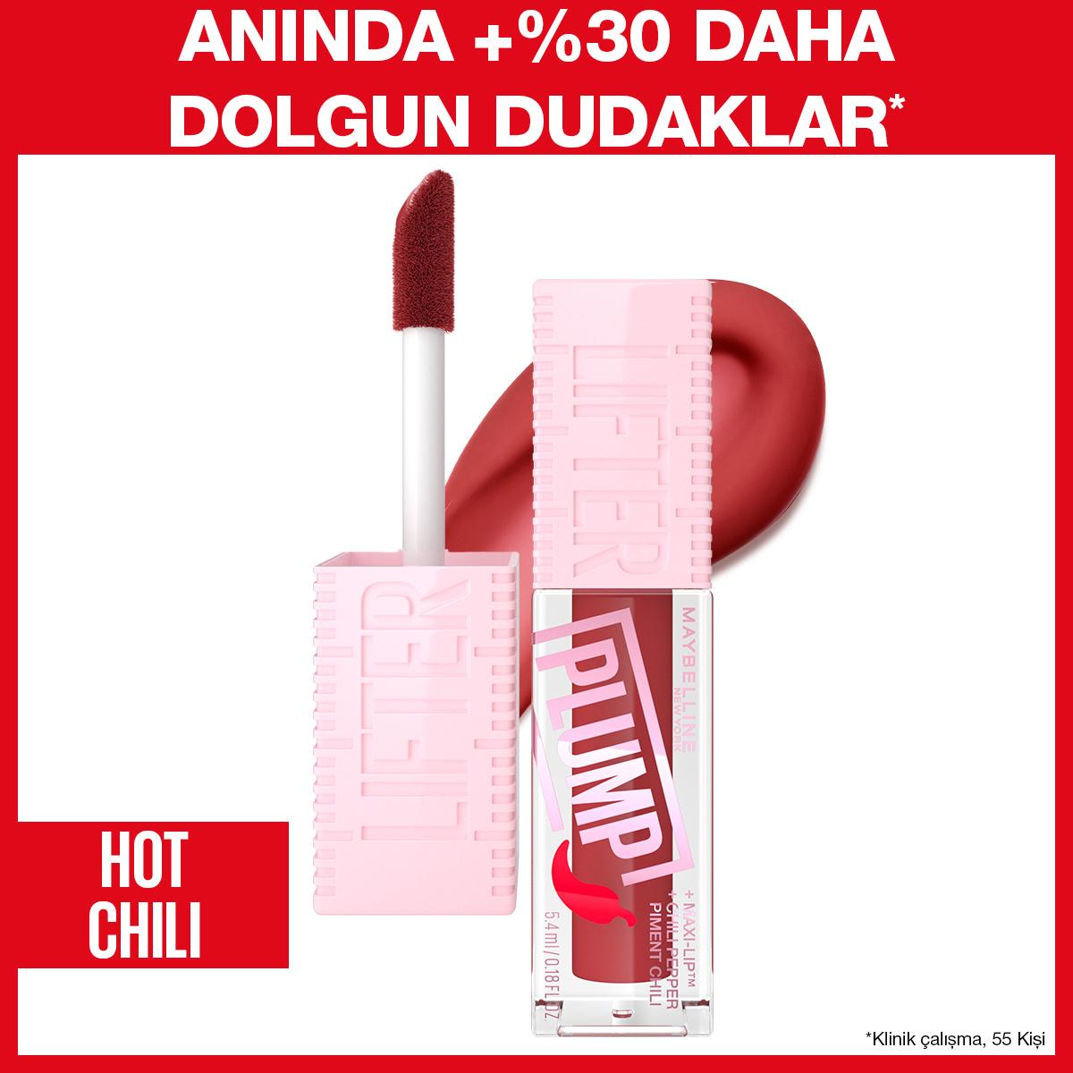 Maybelline New York Lifter Plump Lip Gloss 006 Hot Chili - Instantly Plumps Lips, Long-Lasting Effect, Non-Sticky by Beauty Care Bag