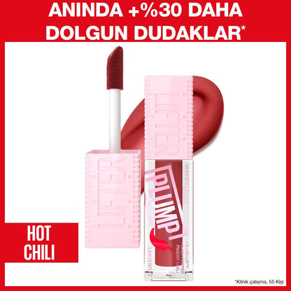 Maybelline New York Lifter Plump Lip Gloss 006 Hot Chili - Instantly Plumps Lips, Long-Lasting Effect, Non-Sticky by Beauty Care Bag