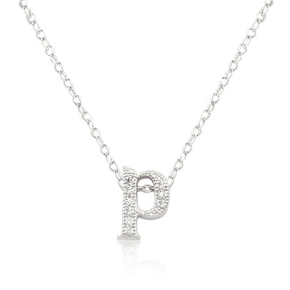 Avera Micro-Pave Initial P Pendant In Sterling Silver by Avera Group