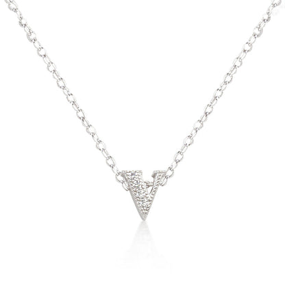 Avera Micro-Pave Initial V Pendant Necklace in Sterling Silver by Avera Group