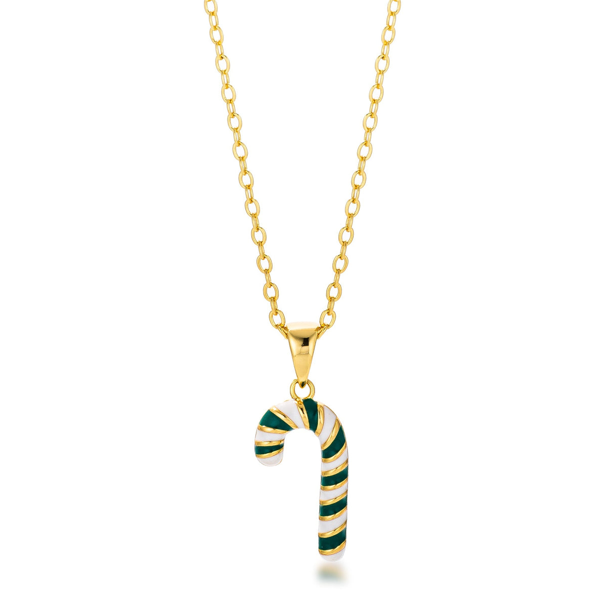 Avera Enamel Candy Cane Necklace In Gold Tone by Avera Group