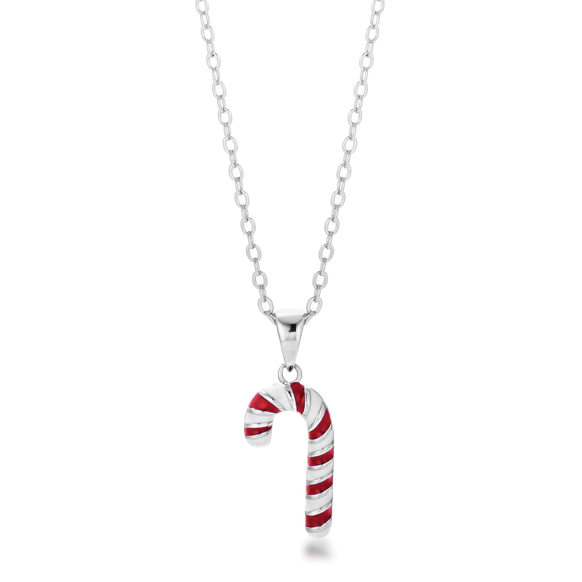 Avera Enamel Candy Cane Necklace In Gold Tone by Avera Group