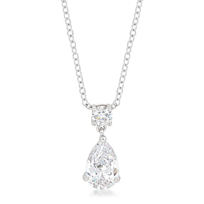 Avera Chandelier Pear Cubic Zirconia Pendant Necklace by Avera Group