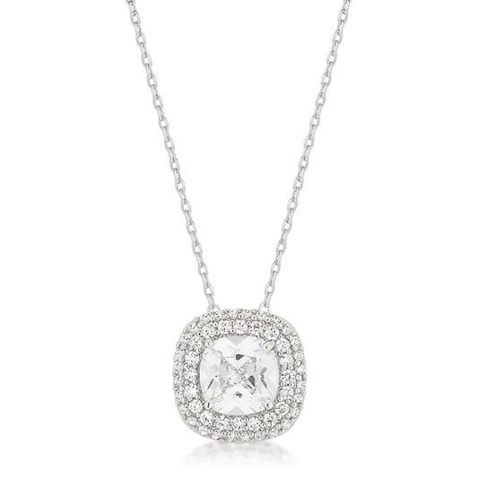 Avera Pave Halo Pendant In Sterling Silver by Avera Group