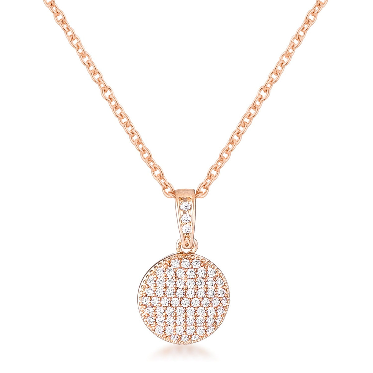 Avera Radiant CZ Disk Pendant Necklace in Pink by Avera Group