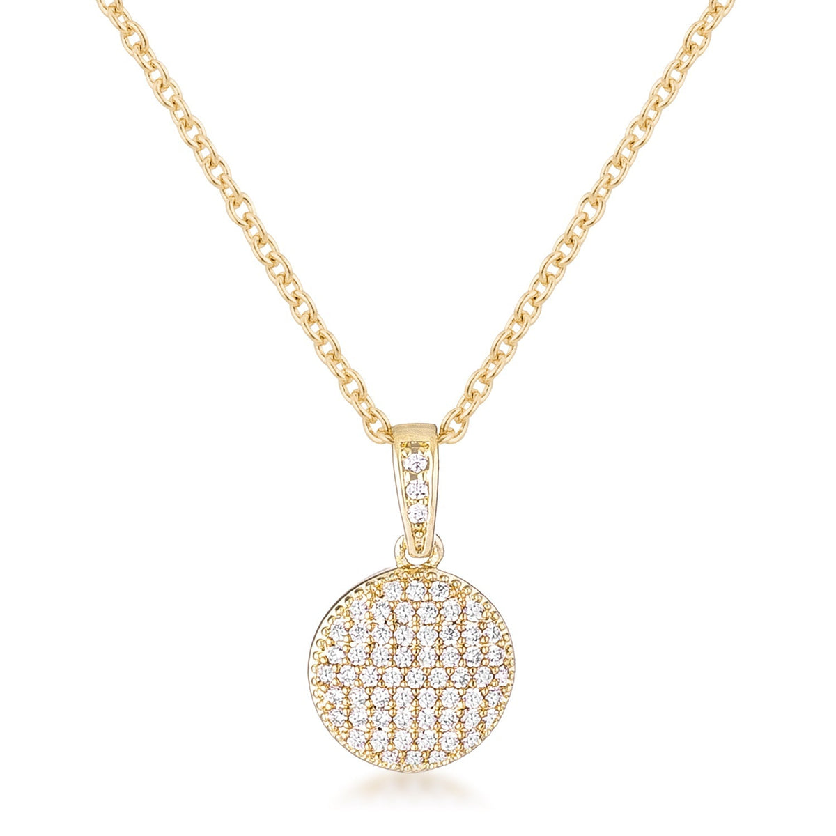 Avera Radiant CZ Disk Pendant Necklace in Pink by Avera Group